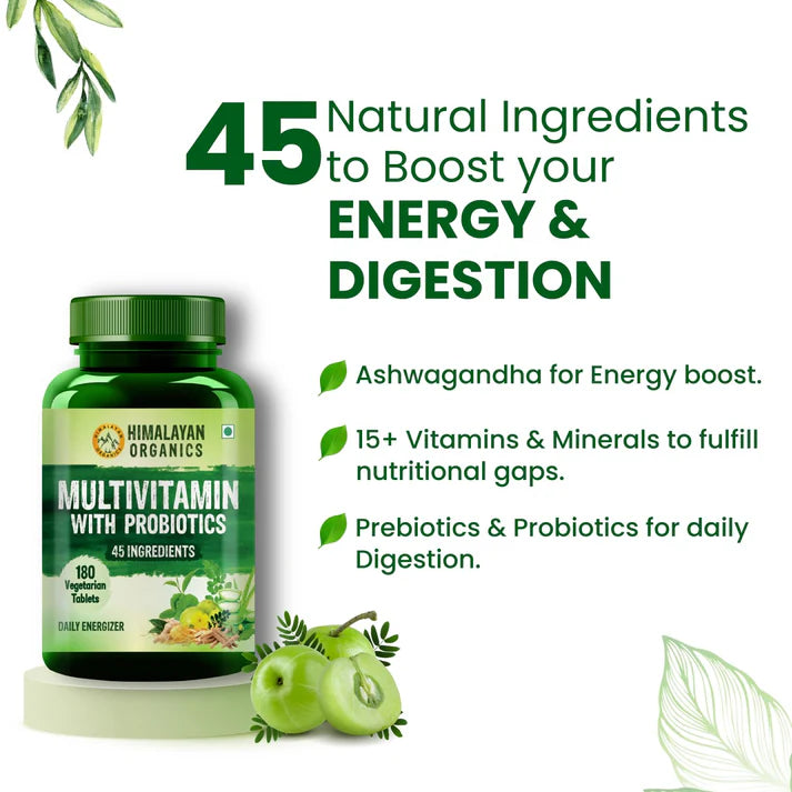 Himalayan Organics Multivitamin with 60 Ingredients & Probiotics - 180 Tabs